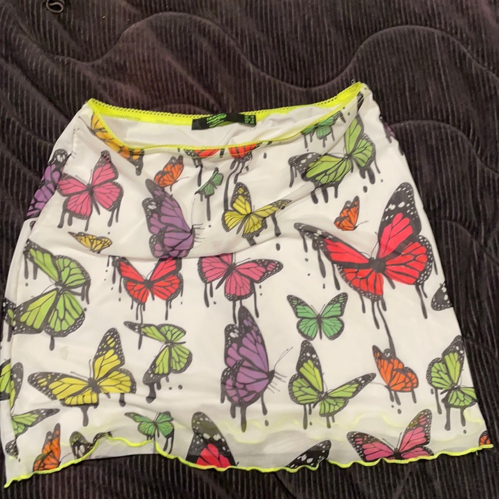 Dolls kill mesh butterfly mini skirt size M.